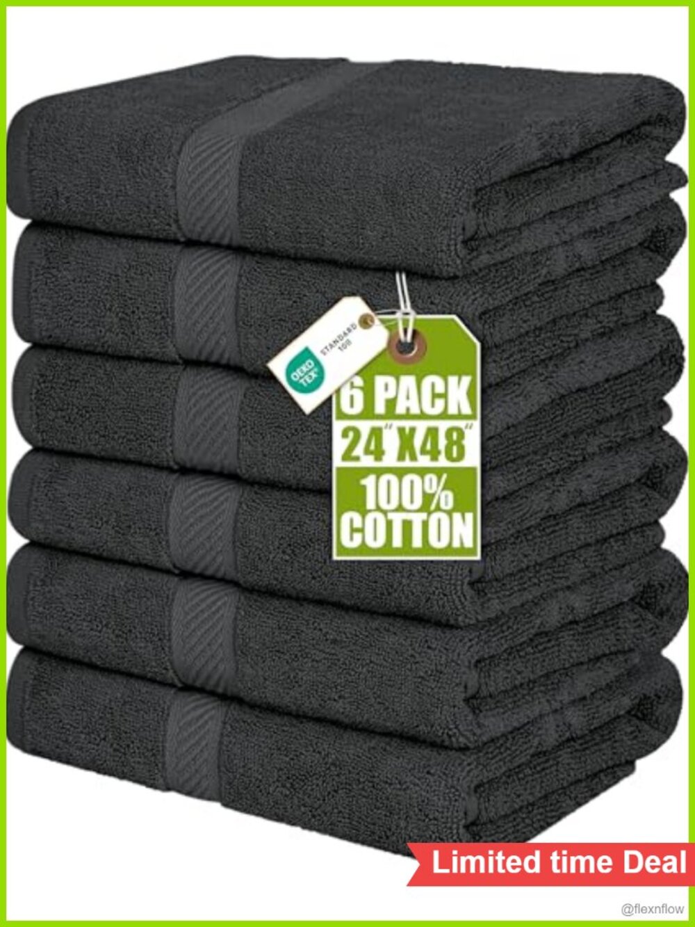 6 Pack Bath Towels 500 GSM Ring-Spun Cotton 24x48 Quick-Dry Gym Spa Pool